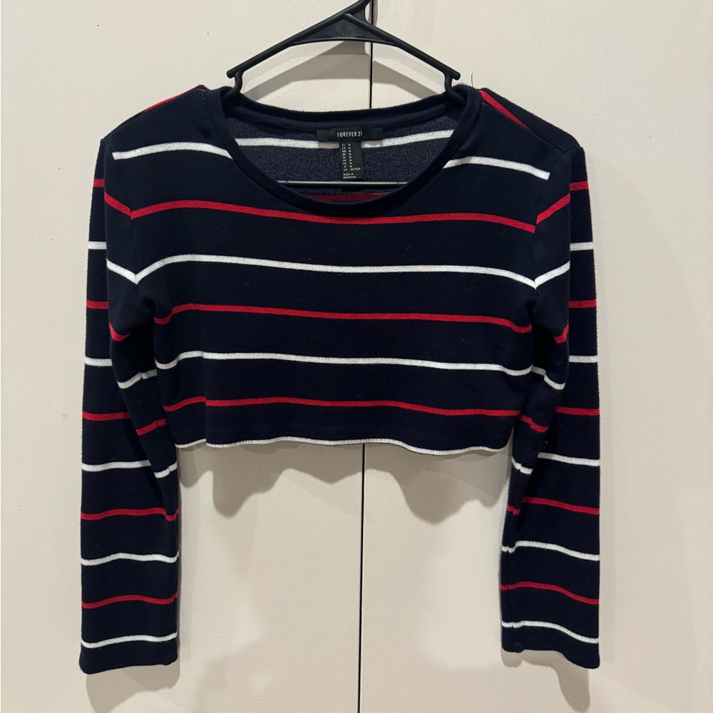 Forever 21 striped long sleeve crop top